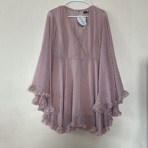 Boohoo Long Sleeve Skater Dress Size 10 Pink